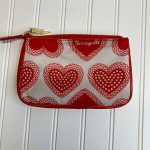 Betseyvillye Red Heart Makeup Bag Clutch Sz 8 x 5.25"